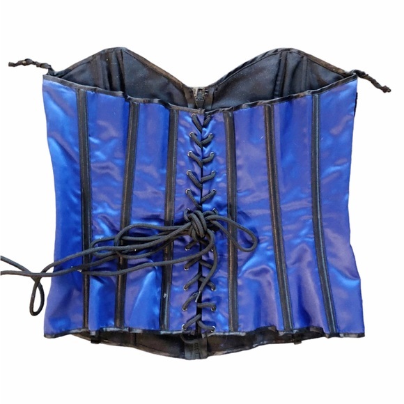Intimate Attitudes Other - 5/$25🐼 Intimate Attitudes Blue and Black Lace Up Boned Corset Large